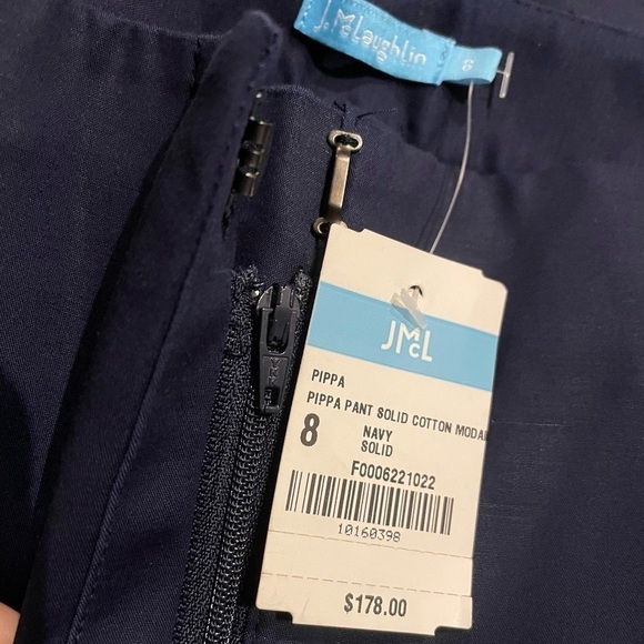 J. McLaughlin Pippa Pant NWT Navy Cotton Rayon Size 8 - Picture 2 of 7